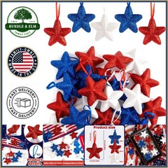 Red White Blue Star Ornaments for Independence Day Home Decoration