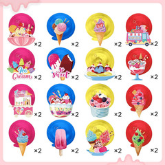 Faccito 68 Pcs Ice Cream Party Decorations Ice Cream Hanging Swirls Colorful Des