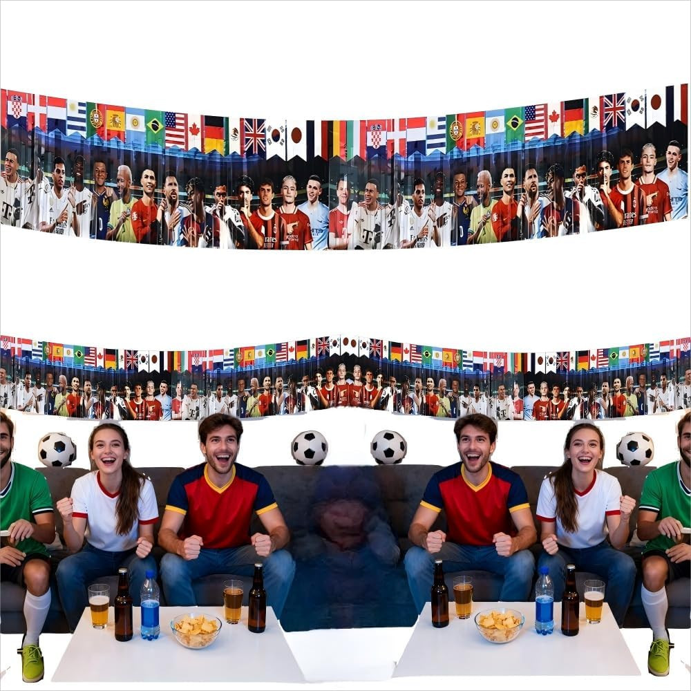2026 World Cup Tinsel Curtain Banner 106×12In Flag Fringe Streamer Cheer Props I