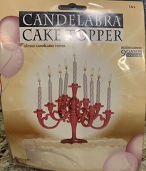 Party Cake Topper, Candelabra 9Pc Threaded Candlestick Holder Hot Pink/ Candles