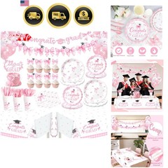 2026 Graduation Decorations – 214 Pcs Pink Bow Congrats Grad Party Decoration…