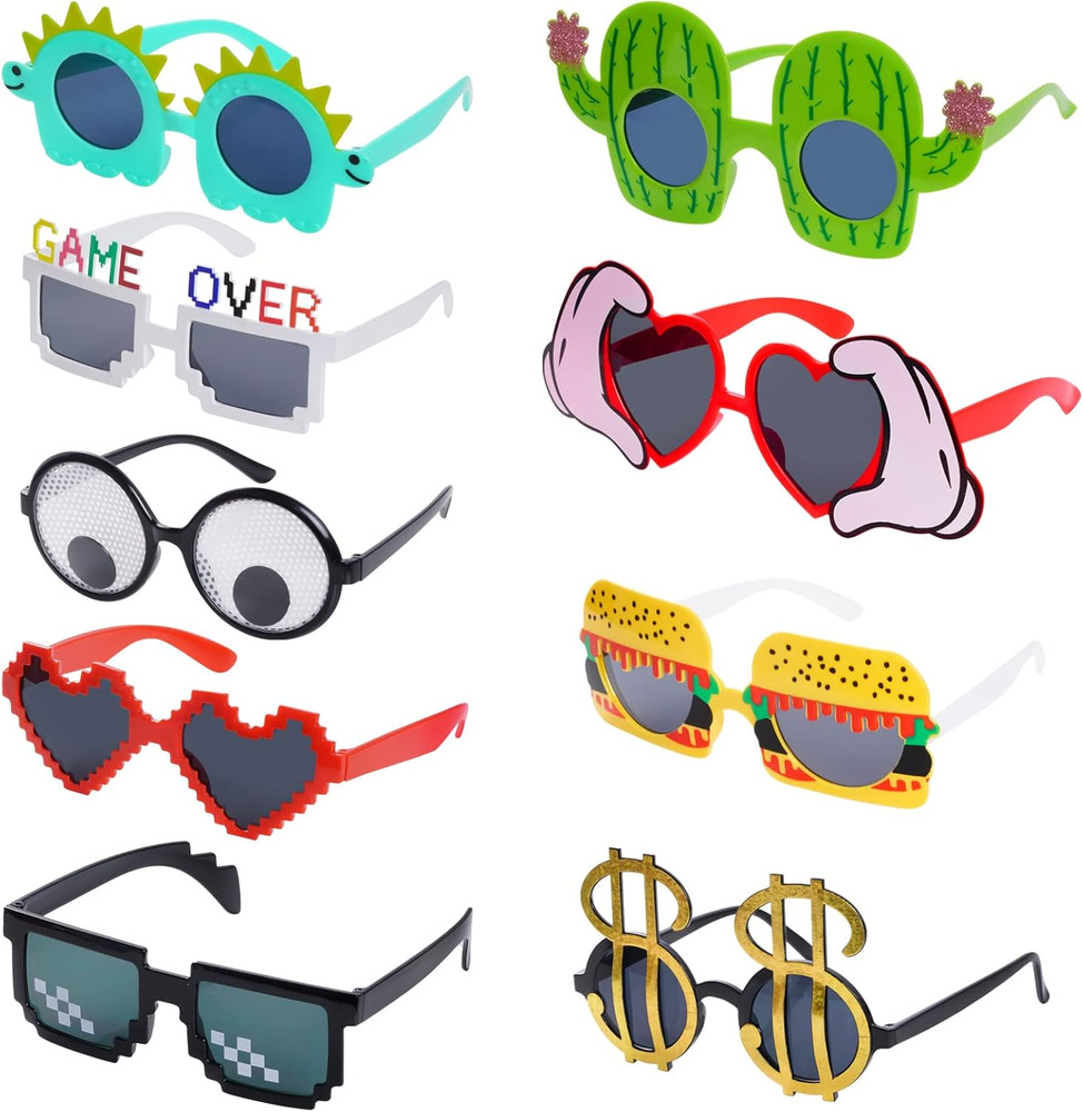 9Pcs Luau Party Sunglasses Hawaiian Tropical Glasses Funny Summer Party Photo Pr