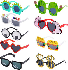 9Pcs Luau Party Sunglasses Hawaiian Tropical Glasses Funny Summer Party Photo Pr