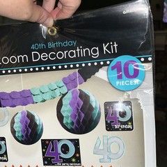40th Birthday Decorating Kit 10 Pieces Purple & Teal Party Supply