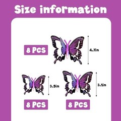 3D Butterfly Wall Decor Pcs Multiple Sizes Styles Butterfly 24 Pve Black Purple