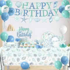 Seashell Birthday Decorations 190Pcs Ocean Beach Party Supplies Set for 24 Guest