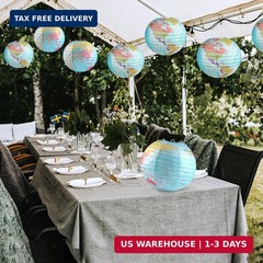 10 Pieces World Map Paper Lanterns 10 Inch Paper Globes Lanterns Map Classroom L