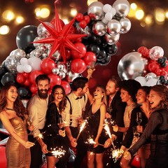 Red White and Black Balloon Garland Arch Kit, Red and Black Party Decorations…
