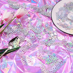 Iridescent Happy Birthday Confetti, 3000 Pcs Birthday Cake Table Metallic Foil C