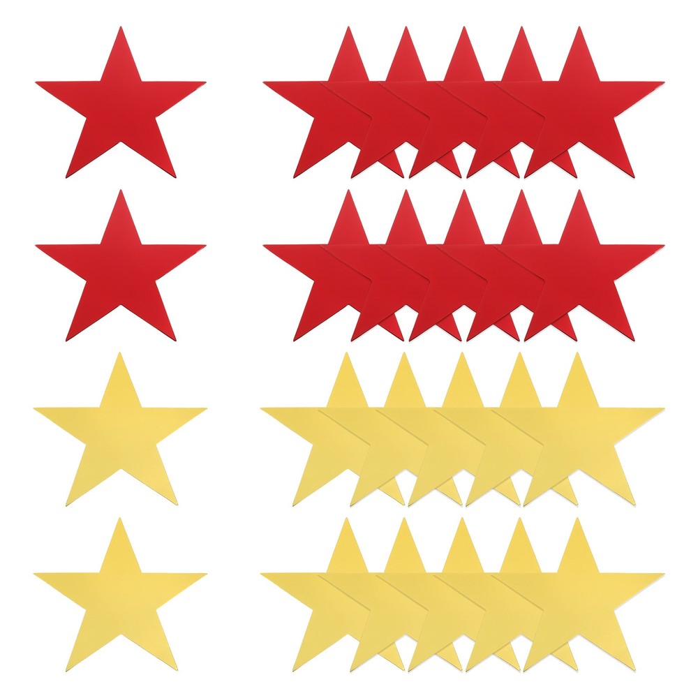 24 Pcs Stars Cutouts, 6 Inch Double Printed Paper Stars, Gold/Red