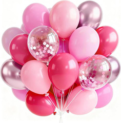 Pink Balloons 66Pcs 12 Inch Pearl Metallic Mauve Magenta Fuchsia Hot Pink Confet