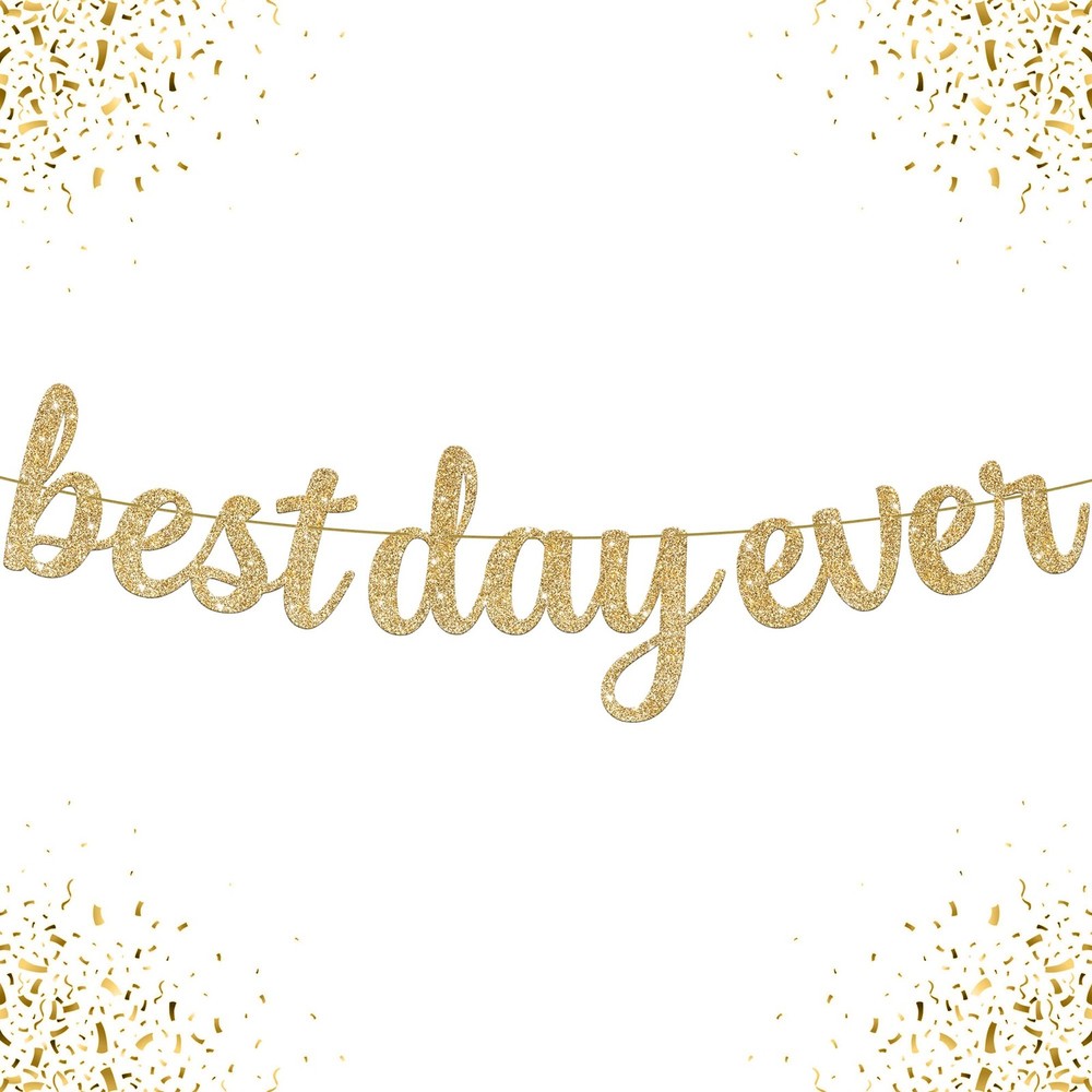 Glitter Best Day Ever Banner – 10 Feet, No DIY | Best Day Ever Sign Grad Banner,