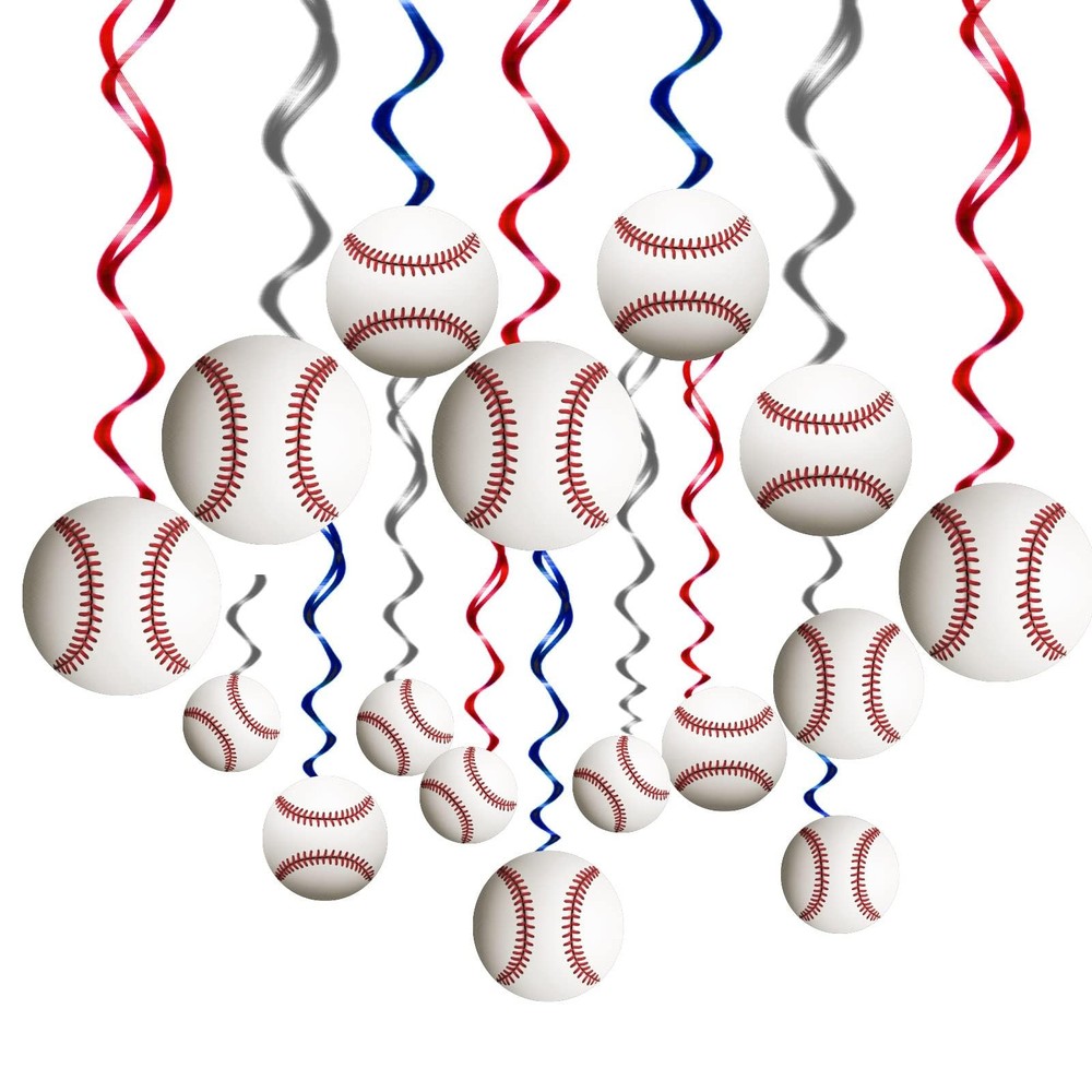 42 Pcs Baseball Hanging Swirls Decorations Baseball Birthday Banners Party St…
