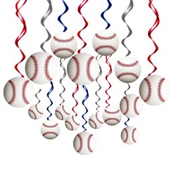 42 Pcs Baseball Hanging Swirls Decorations Baseball Birthday Banners Party St…