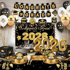 Graduation Decorations 2026 Party Supplies Banner Balloons Tablecloths