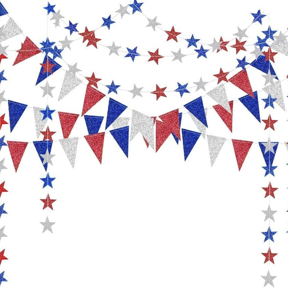 Decor365 4th of July Patriotic Decorations Set 56 Piece Set, Red Blue White