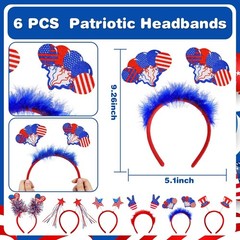 Patriotic Accessories: 12pcs 4th of July Headbands and Glasses for Family Fun