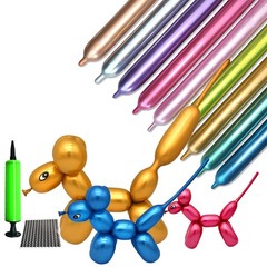 100pcs 260 Long Balloons Kit with Pump, Shiny Metallic Latex Twisting Balloon…