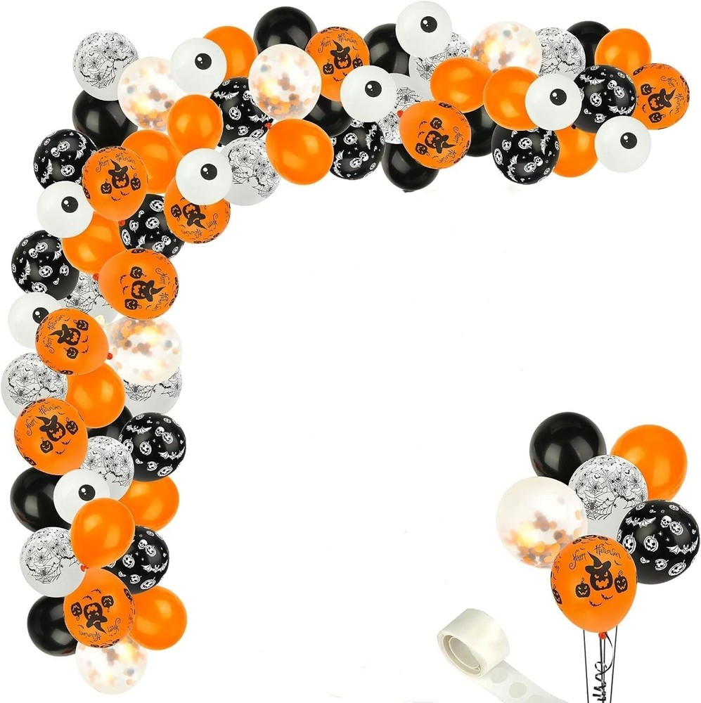 Halloween Balloon Garland Arch Kit, Orange and Black Balloon 126 PCS