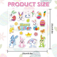 20Pcs Happy Easter Thick Gel Clings Cartoon Bunny Rabbit Egg Window Gel Decals..