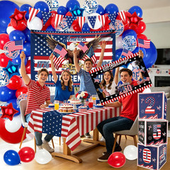 USA 250th Complete Patriotic Party Kit 170Pc Balloon Arch 4th of July Party Deco