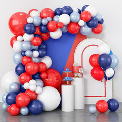 Red Blue White Balloons Arch Garland for Baseball Party Decorations Labor Nautic