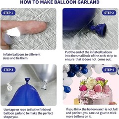 148pcs Navy Blue Silver Balloons Garland Kit, Royal Blue Silver White Confett…