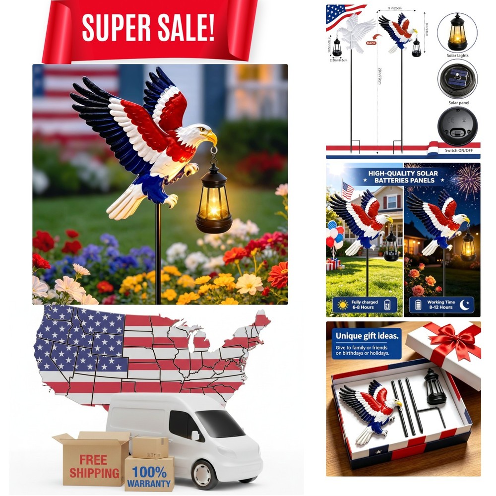 Magical Outdoor Bald Eagle Solar Light with Automatic On/Off – Garden Accent
