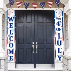 2 Pcs 4th/ Fourth of July Banners Decorations for Outdoor Hanging Welcome Porch