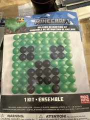 Minecraft Birthday Party Supplies-Creeper 64 Balloon Wall Decoration – SEALED