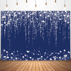7×5 FT Navy Blue White Silver Glitter Backdrop Wedding Photography Decor Set