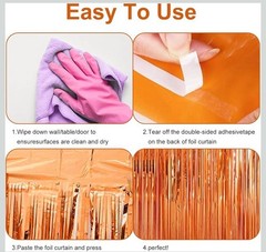 3.2Ft x 6.56ft.2Pack Orange Metallic Tinsel Foil Fringe CurtainsParty Decoration
