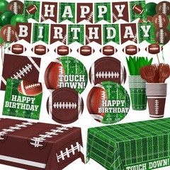 Football Birthday Party Decorations Includes Plates, Napkins, Green, Brown