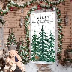 Christmas Door Cover Religious Front Door Decorations with Christ