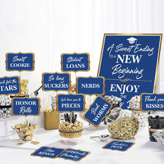 2025 Graduation Candy Buffet Signs Decorations Blue Grad Party Dessert Table Si