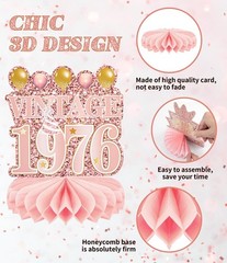 50th Birthday Celebration Set – 9 Rose Gold Pink Honeycomb Decorations for Women