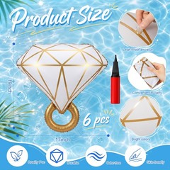 Teyva Daily 6 Pcs Inflatable Gold Diamond Ring Pool Floats with Pump for Adul…