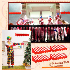 3D Circus Awning Wall Decor – 4 Pcs Red and White for Parties and Events