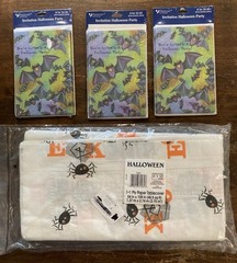 Halloween Decorations Lot With Table Cover Decorations Party Invitations VTG #2