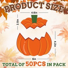 Autumn Thanksgiving Fall Pumpkin Paper Cutouts Decor Glue Points 50 Pack