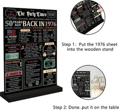 50Th Birthday Decorations Women Men, Black Retro Colorful Back in 1976 Birthday