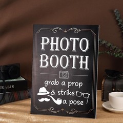 Happiness Photo Booth Sign with Stand Retro Background Table for Event Photograp