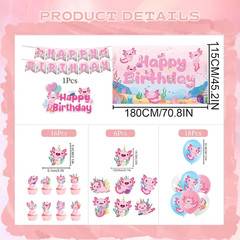 Axolotl Birthday Decorations Supplies, 44PCS Pink Axolotl Happy Birthday Decor S