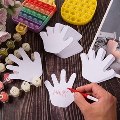 200 Pcs White Blank Handprint Paper Hand Shape Cut-Outs for Kids DIY Craft