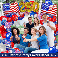 104 PCS Red White and Blue Balloon Garland Arch Kit, 4Th of July Balloon Arch Ki
