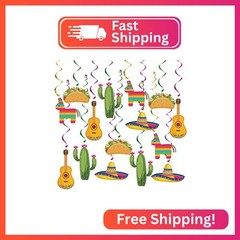 Mexican Fiesta Hanging Swirl Decorations, Cinco De Mayo Party Supplies, Taco Two