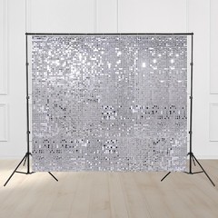 Instahibit 8.5×10 Ft Backdrop Stand w/ 72 Shimmer Wall Panels for Party Silver