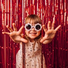 4 Pack Foil Curtain Backdrop 3.6×7.3 Ft, Tinsel 43″W x 87″L (Pack of 4) Red
