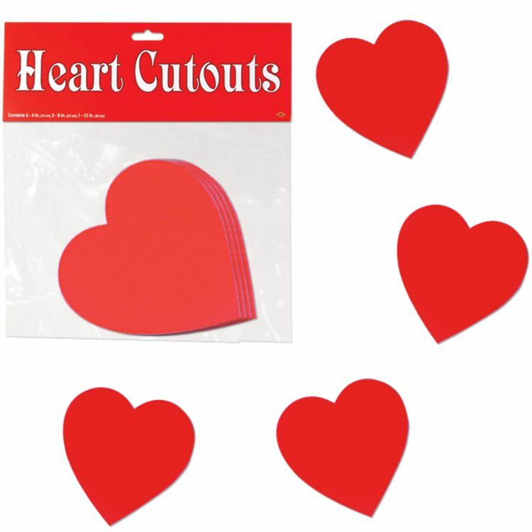 Heart 4-inch Cutouts 10 Pack Valentines Day Decorations Vday Decor