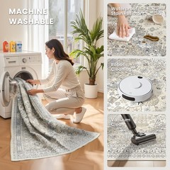 zesthome Washable Runner Rug 2.5×8 – Stain 2’6″ x 8′ (Runner), Beige/Grey